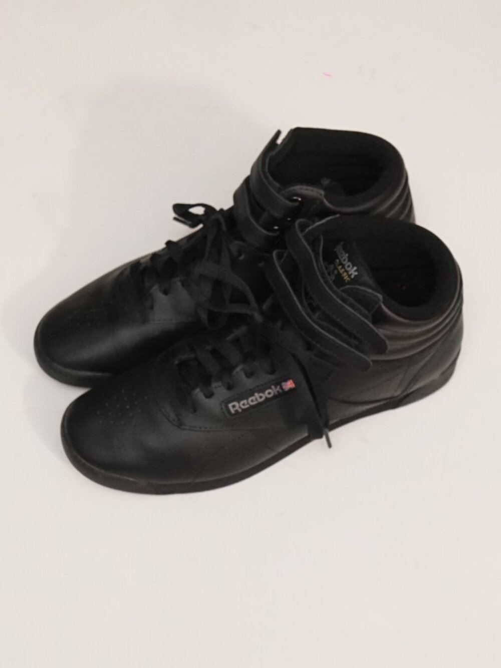Reebok Classic Freestyle Black High Top Leather Sneakers women size 8